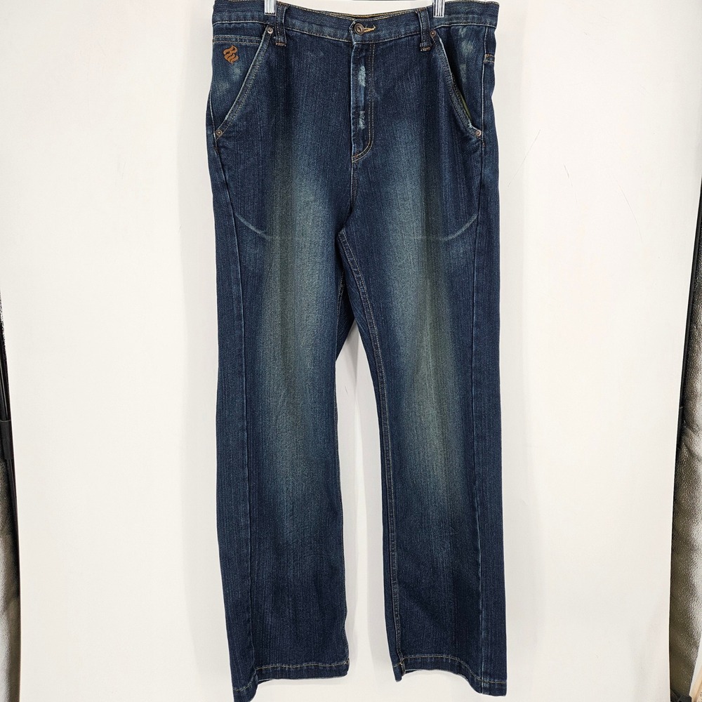Vintage Rocawear Jeans Mens 36 Blue Denim Y2K Baggy Wide Hip Hop